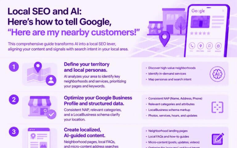 Création des sites web sur mesure et professionnels 14 SEO local et IA : comment dire à Google « Voici mes clients à proximité ! »