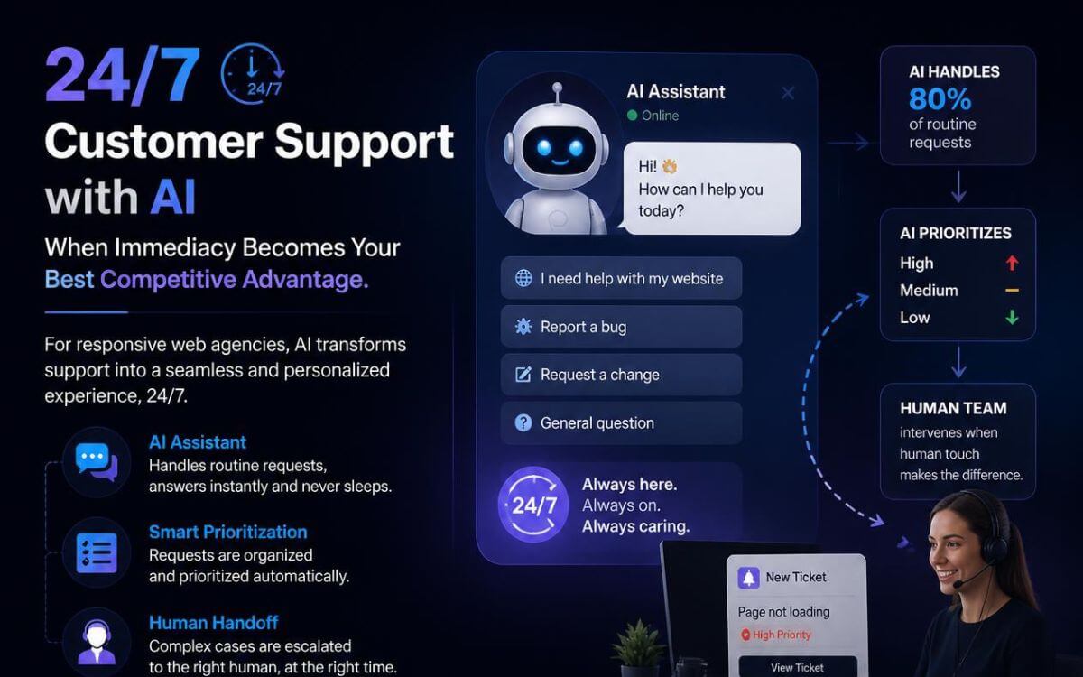 Support client 24/7 avec l'IA : pourquoi les agences web réactives gagnent