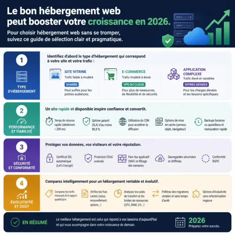 Création des sites web sur mesure et professionnels 15 Hébergement web : comment choisir sans se tromper en 2026