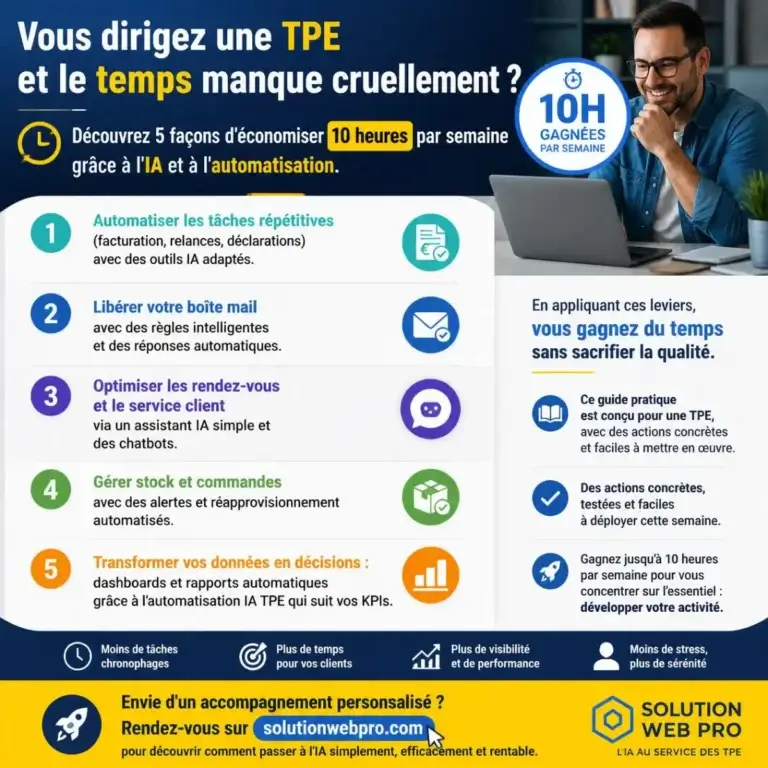 Création des sites web sur mesure et professionnels 14 IA et automatisation : 5 façons de gagner 10h par semaine en TPE